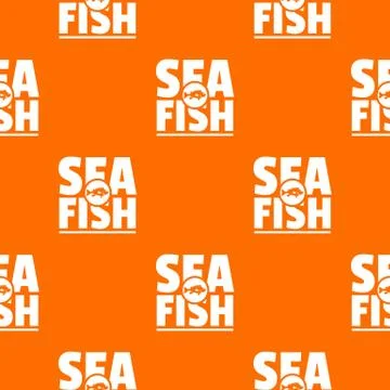 Sea fish shop pattern vector orange Illustrazione stock