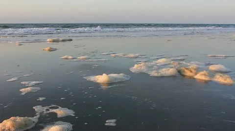 Sea foam sliding on beach Stock Footage 11145854