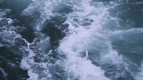 Sea Foams Behind Ferry Stock Footage 142891939