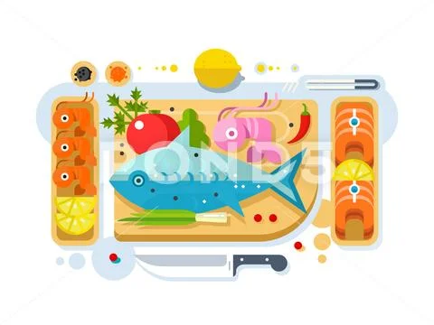 Sea food fish product Stock Illustration