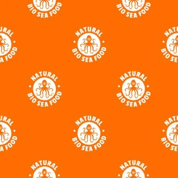 Sea food pattern vector orange Illustrazione stock