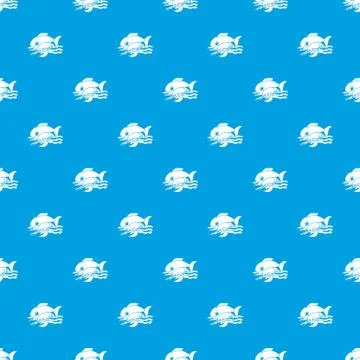 Sea food pattern vector seamless blue Illustrazione stock