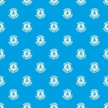 Sea food pattern vector seamless blue Illustrazione stock