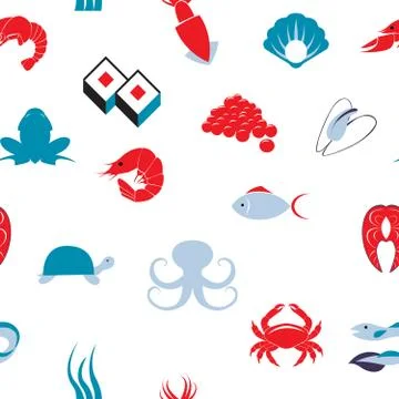 Sea food seamless pattern イラスト素材