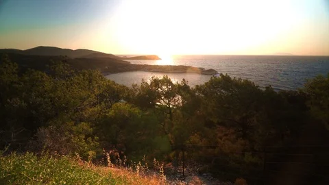 Sea, Forest and Sunset Stock Footage 126769132