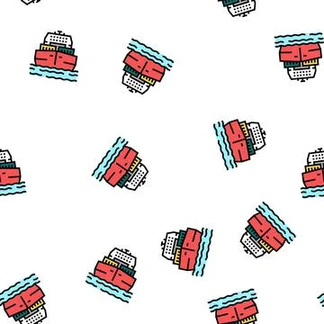 Sea freight delivery vector seamless pattern Stock Illustration