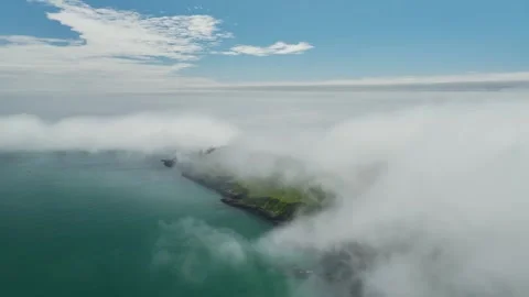 Sea Fret over Cliffs, Start Point Lighthouse, Devon, England 動画素材 255965952