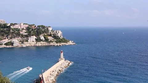 Sea in front of Nice Port Stock Footage 85328382