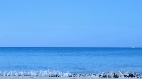 Sea gently overlap and good sky, sea, ocean, natural background Vibrant sea:  Stock Footage 83977932