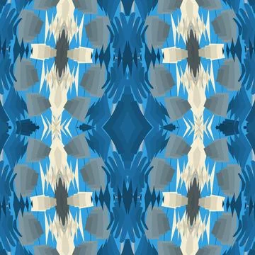 Sea grey harbor inspired balanced kaleidoscope design with parchment, blue fog, Stock Illustration