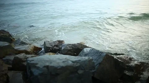 The sea hits the rocks Stock Footage 55811121