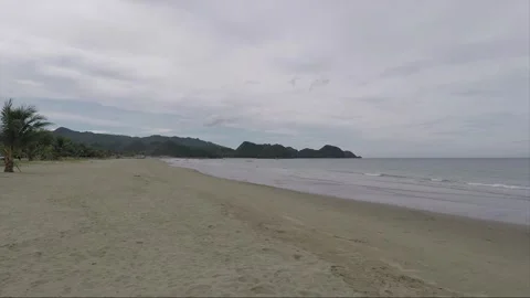 Sea Horizon View, Empty Sandy Poblacion Beach, Sipalay, Negros, Philippines Stock Footage 262555396