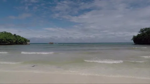 Sea horizon, View from sandy beach, Malapascua island, Philippines Видео 246385730