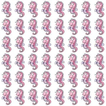 Sea Horse, pattern of paper or fabric with repeating pattern Stock Illustration