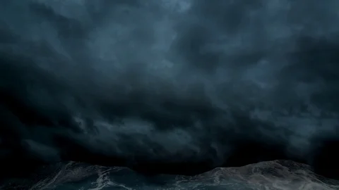 dark rain clouds over water