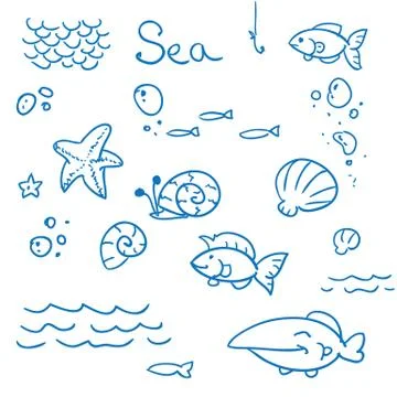 Sea icon set Stock Illustration