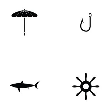 Sea icon set Illustrazione stock