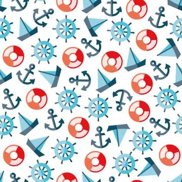 Sea icons seamless pattern Stock Illustration