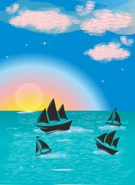 At sea Stock Illustration