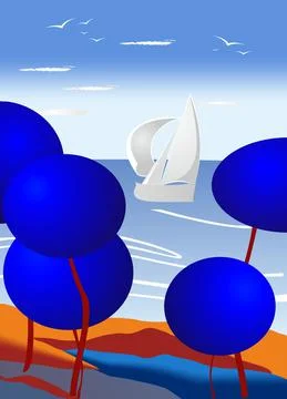 By the sea, Stock Illustration