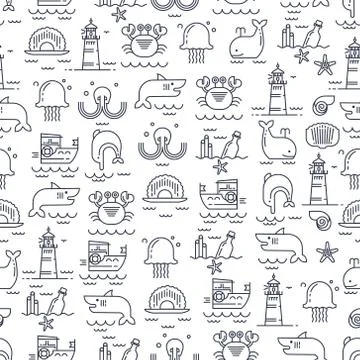 Sea inhabitants pattern Stock Illustration