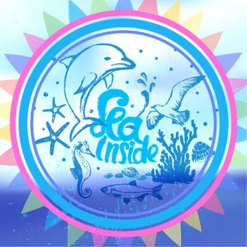 Sea Inside Ink hand drawn composition Stock Illustration