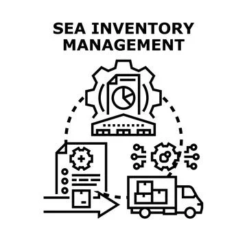 Sea inventory management optimizing warehouse logistics process working Stock Illustration