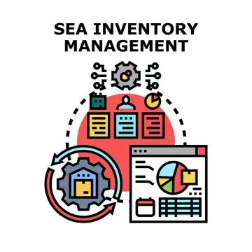 Sea inventory management system optimization concept Stock Illustration