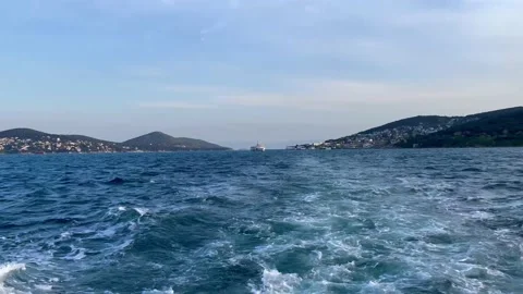 Sea island behind the ship Stock Footage 239640933