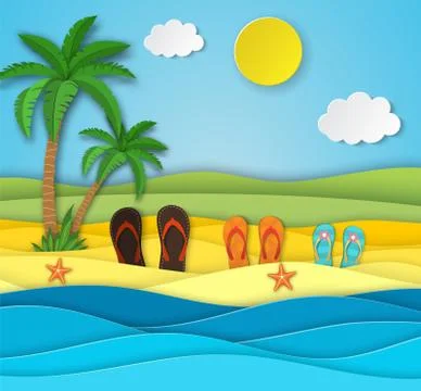 Sea landscape with beach Illustrazione stock