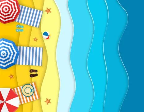 Sea landscape with beach Illustrazione stock