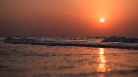 Sea landscape with evening sun reflection path Stock Footage 158061454