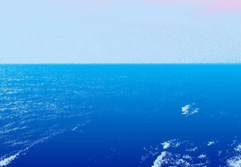 Sea landscape with stipple dots and clear blue horizon Stock Illustration