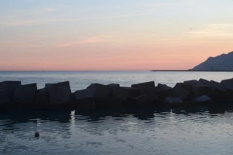 Sea landscape at sunset Stock Photos