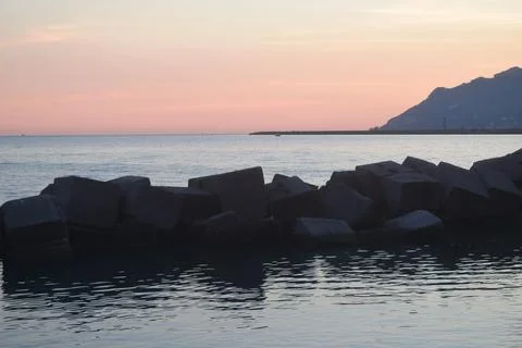 Sea landscape at sunset Stock Photos