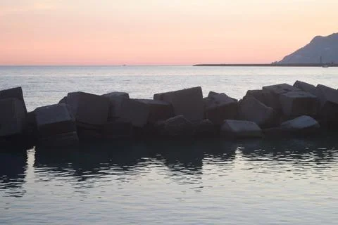 Sea landscape at sunset Stock Photos