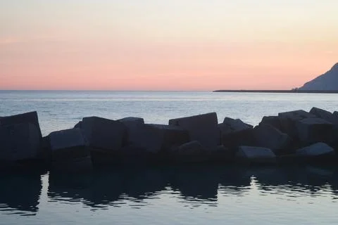 Sea landscape at sunset Stock Photos