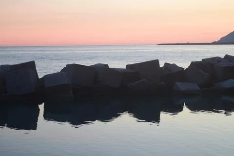 Sea landscape at sunset Stock Photos