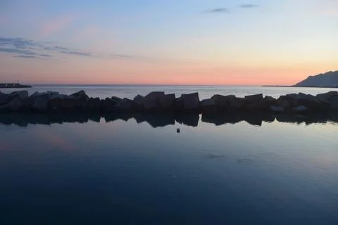 Sea landscape at sunset Stock Photos