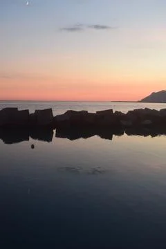 Sea landscape at sunset Stock Photos