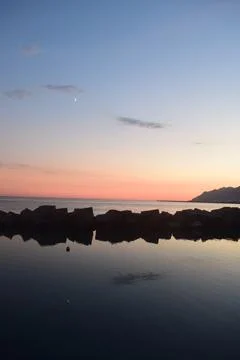 Sea landscape at sunset Stock Photos
