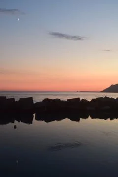 Sea landscape at sunset Stock Photos