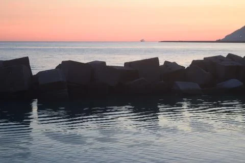 Sea landscape at sunset Stock Photos