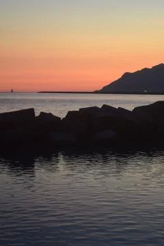 Sea landscape at sunset Stock Photos