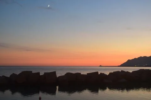 Sea landscape at sunset Stock Photos