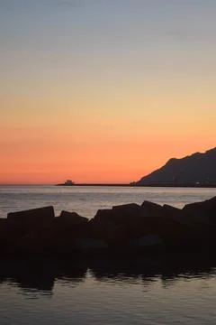 Sea landscape at sunset Stock Photos