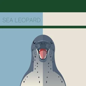 Sea Leopard  flat postcard Stock Illustration