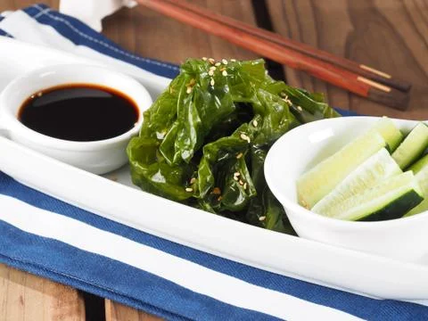 Sea lettuce Salad – Ensalada de lechuga de mar Stock Photos