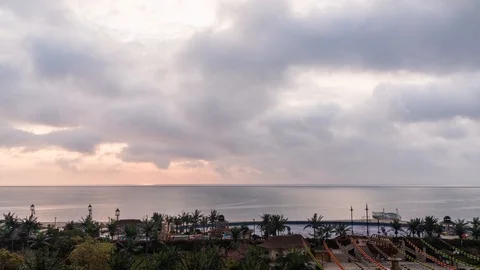Sea level change clouds and sunrise time-lapse photography Stock Footage 107172138