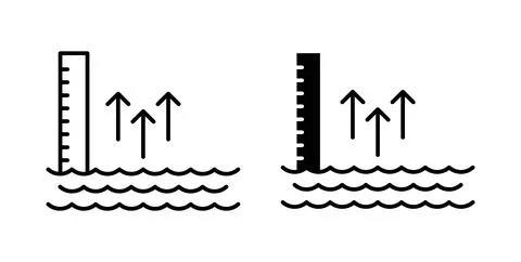 Sea level icon in black and white. vector icon pack for websites Stock Illustration